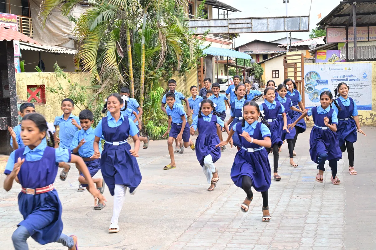 Children learning at a village school supported by Parasdham's education initiative